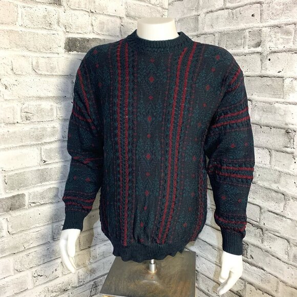 Vintage 90s Tundra Merino Wool Grandpa Dad Sweater Retro Crewneck Pullover - Picture 1 of 10